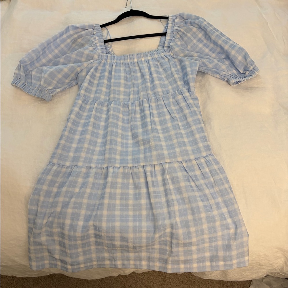 Blue gingham dress